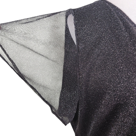 Torrid Black Glitter Lurex Flutter Sleeve Romper, sz 3X - Picture 4 of 9